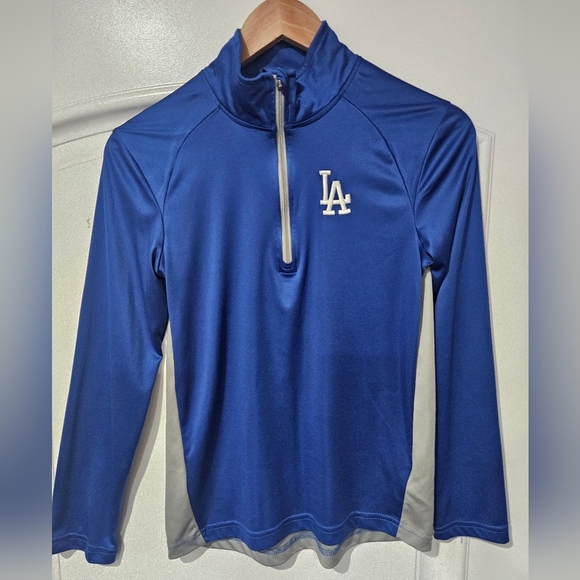LA Dodgers Kids Blue Grey Long Sleeve Shirt. Quarter Zip. Size Medium 10/12 - Picture 1 of 6